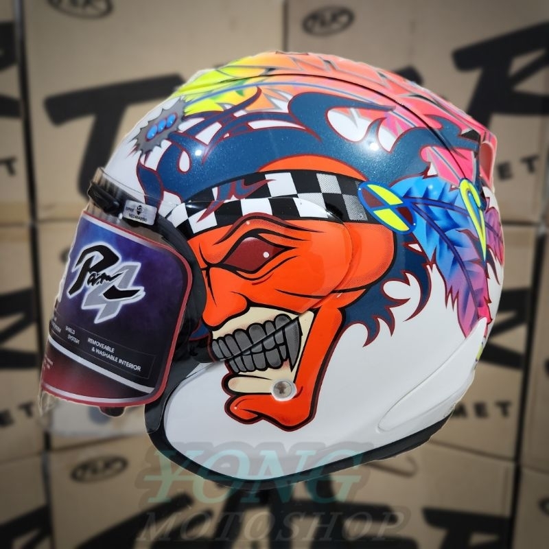 Helm TSR Ram 4 White Russel Original Half Face TSR Helmet Ram4