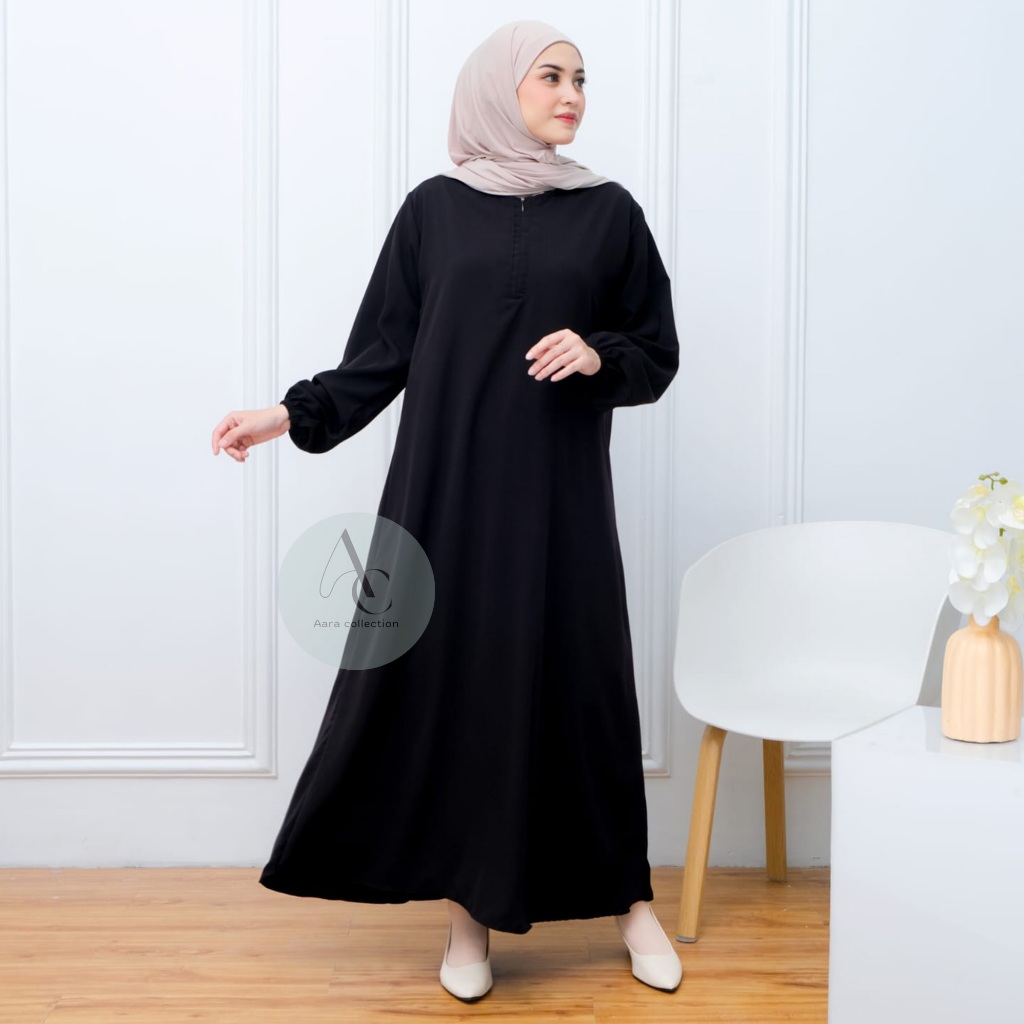 Aara Collection - Abaya Dress (Gamis Polos Abaya  lengan karet Umroh & Haji)