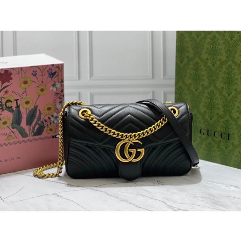 100% original GUCCI Tas tangan super mini seri GG Marmont Tas Selempang & Bahu Wanita  Bag Tas bahu 