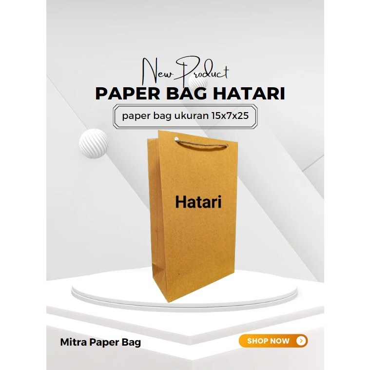 

paper bag coklat / polos / tas kertas / belanja - 15x7x25 cm BOX HATARI