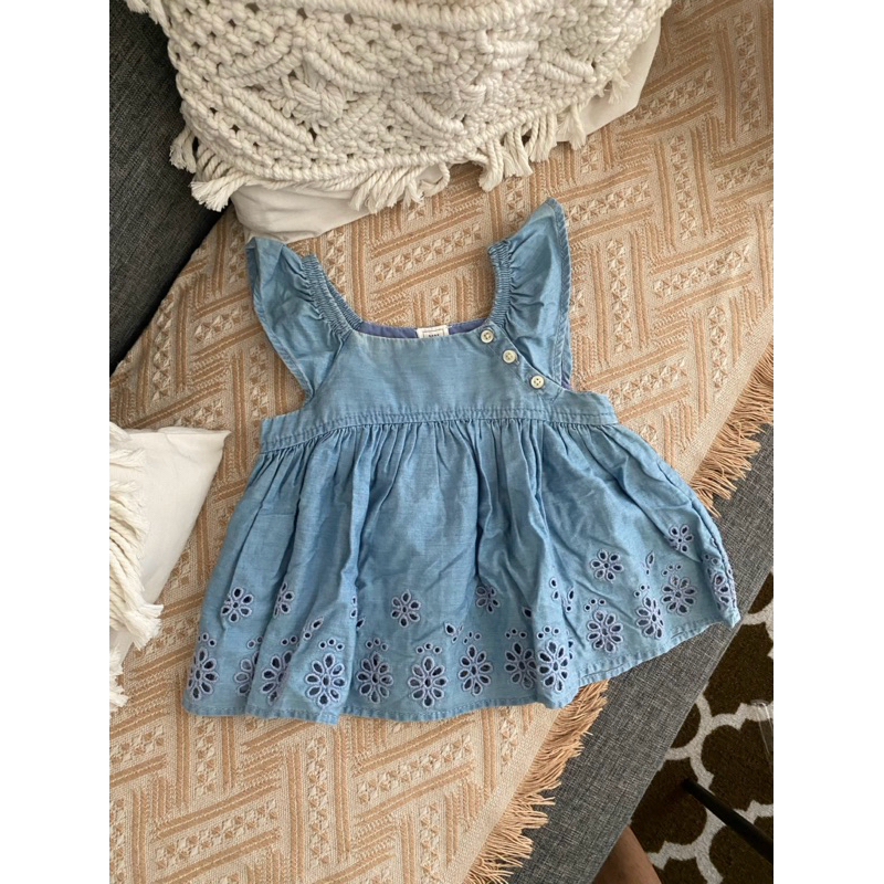 preloved dress katbol katun bordir katun embroiderry baby girls denim brand baby GAP Size 12-18m