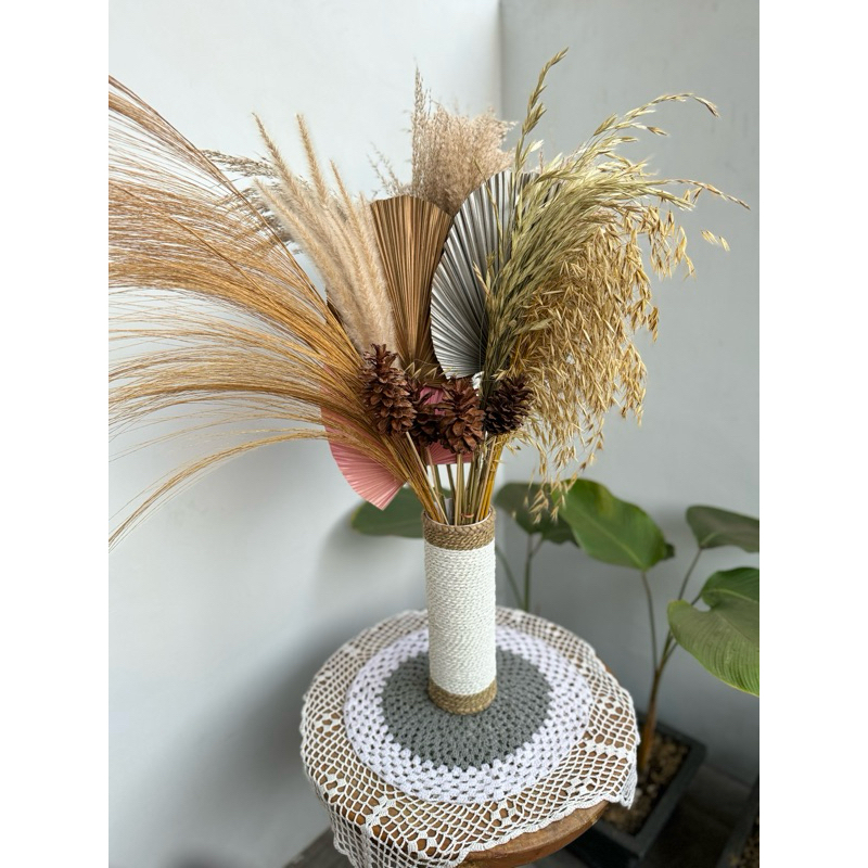 PAKET BESAR BUNGA KERING + VAS || DEKORASI || RUSTIC