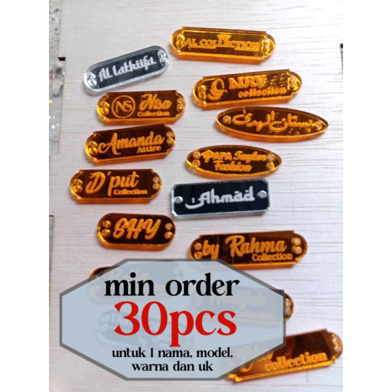 

Label Hijab Akrilik Min Order 30pcs / Label Hijab Rebranding / Label Hijab Kustom