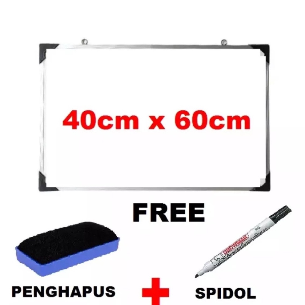 

Promo Keren Papan Tulis Whiteboard 4x6 Free Spidol Dan Penghapus Bingkai Aluminium