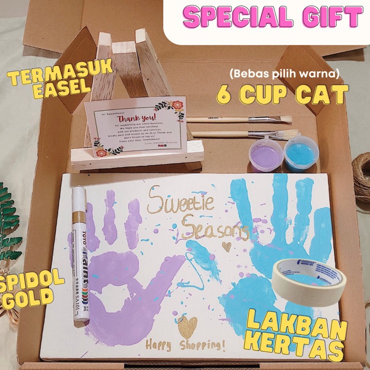

Ready Stock TERMASUK EASEL DIY Handprint Painting Kit by Sweetie Seasons Canvas Lukis Set Easel Lukisan