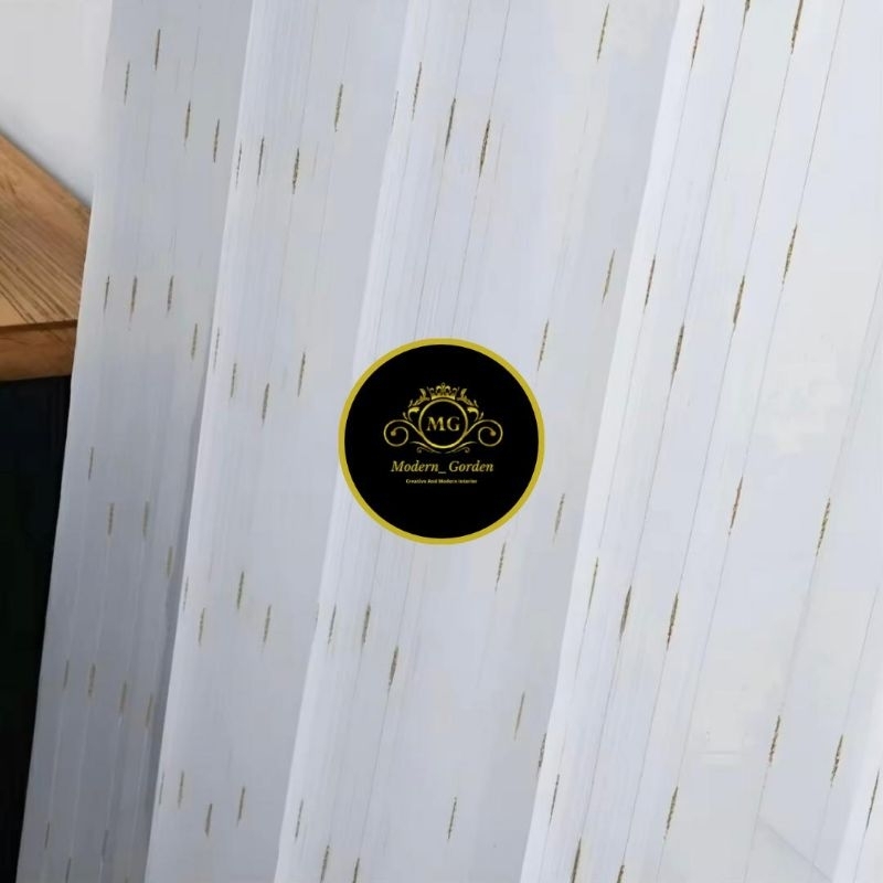 Vitrase Gorden Tebal Putih Polos Serat Gerimis Hujan Import Model Plisket Kaitan Kawat S Minimalis