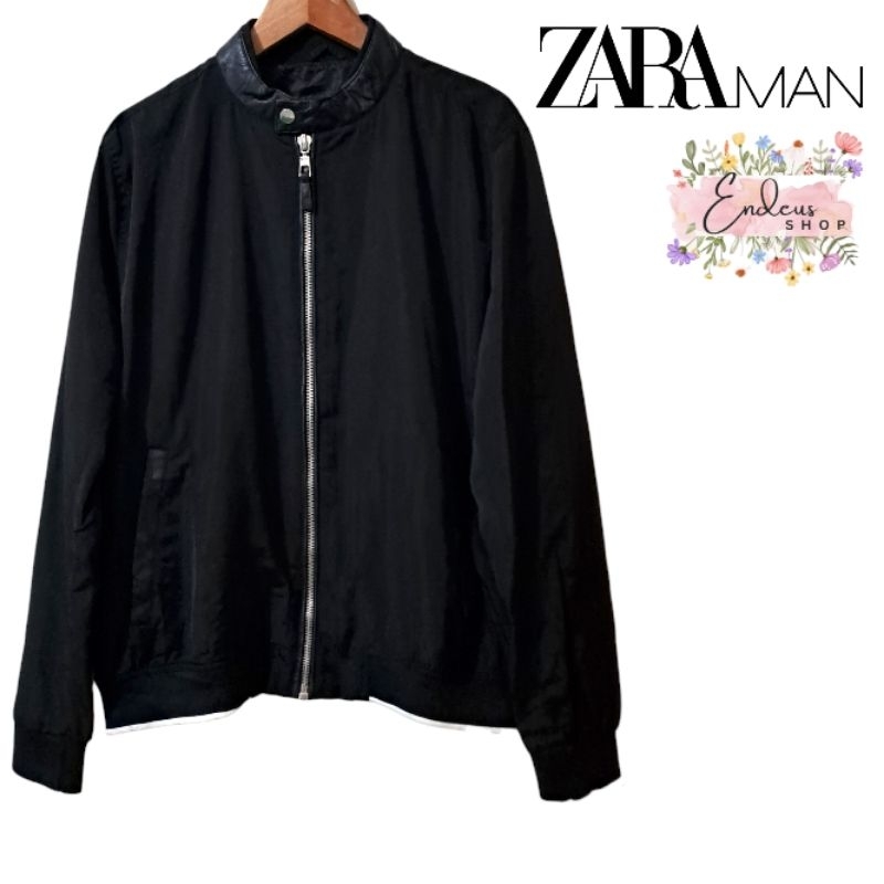 JAKET BOMBER ZARA MAN SIZE L WARNA HITAM