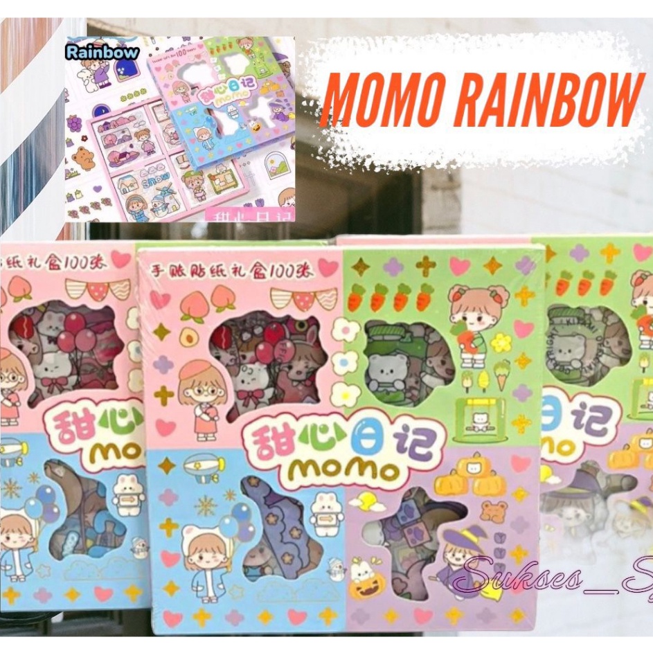 

NEW STIKER MOMO RAINBOW ISI 1pcs 4 WARNA STIKER MOMO MIX WARNA WATERPROOF