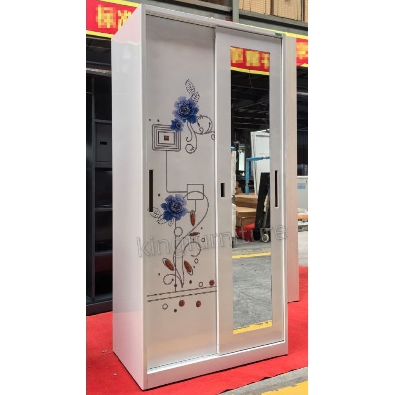 Lemari pakaian sliding besi / lemari pakaian minimalis / lemari pakaian pintu geser