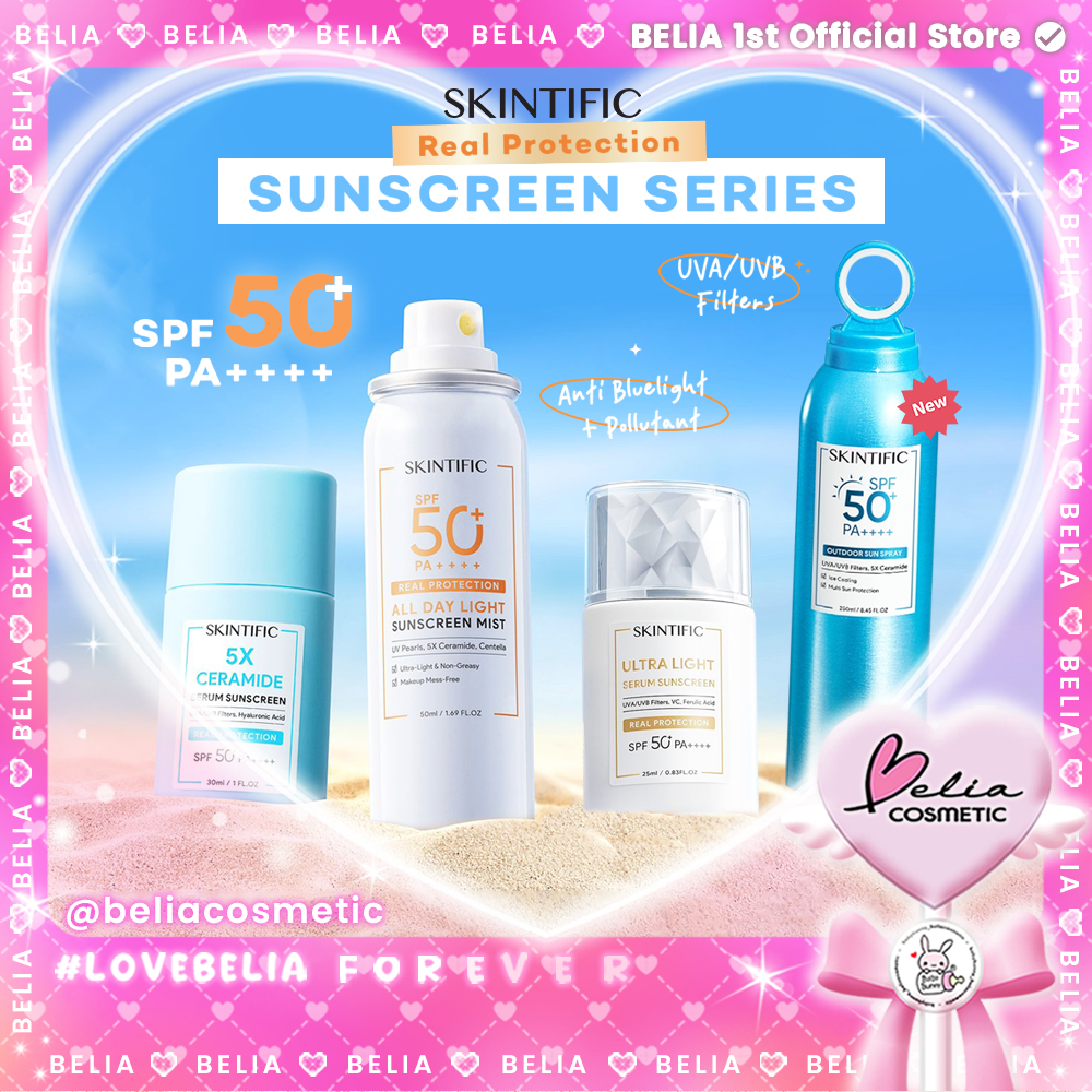 ❤ BELIA ❤ SKINTIFIC Sunscreen Series | Serum Sunscreen & Mist SPF 50+ PA++++ | 5x Ceramide