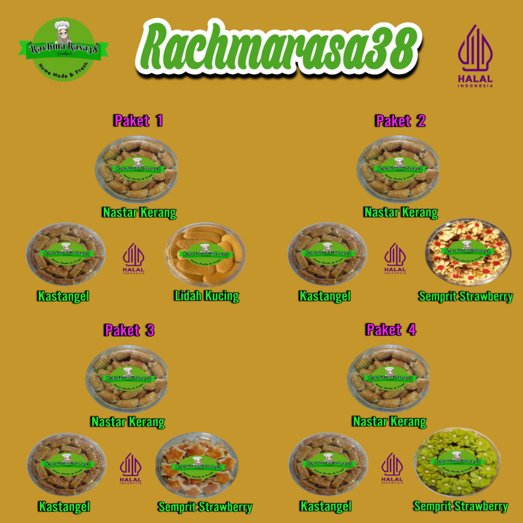 

RACHMARASA38 PAKET KUE KERING 3 PCS 250 GRAM SEMPRIT PANDAN KUE KACANG SEMPRIT STRAWBERRY KASTANGEL