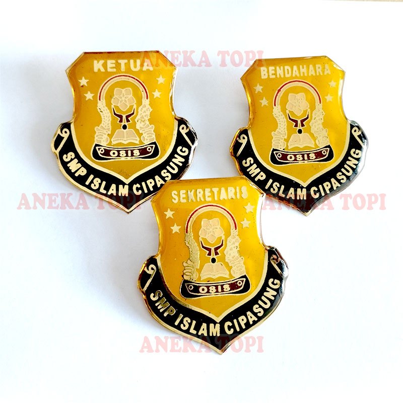 Pin Anggota Osis Sekolah Pin Logo Osis Sekolah Custom Pin Osis Warna Kuning - Aneka Topi