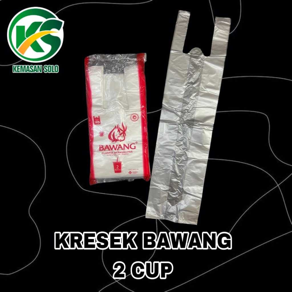 Kantong Plastik kresek take away 2 cup merk bawang