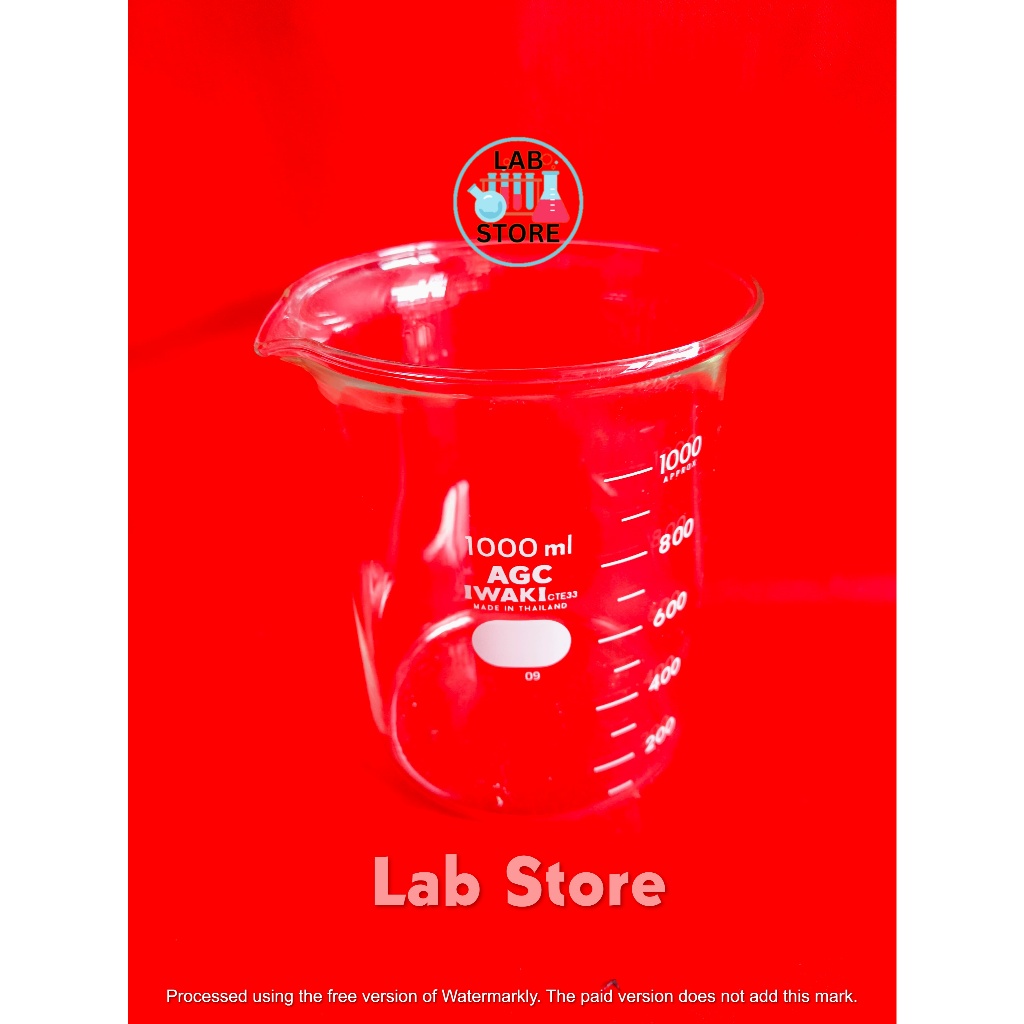 Beaker / Beaker 1000ml IWAKI / Beaker Glass 1000ml / Gelas Kimia 1000ml IWAKI