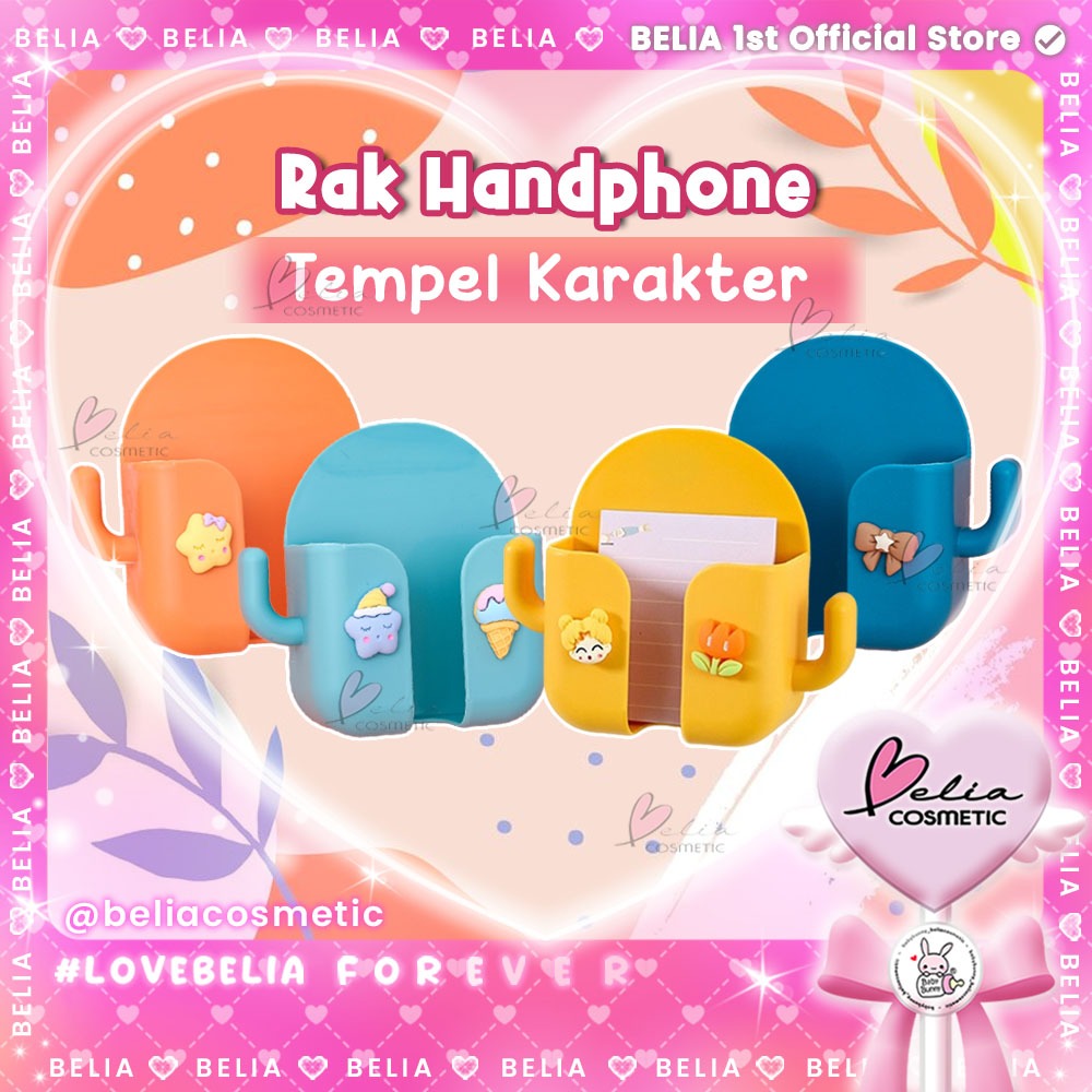 ❤ BELIA ❤ Rak HP DIY | Rak Handphone Dinding Tempel Stiker Karakter Lucu | Rak 2 Kait Gantungan Serb