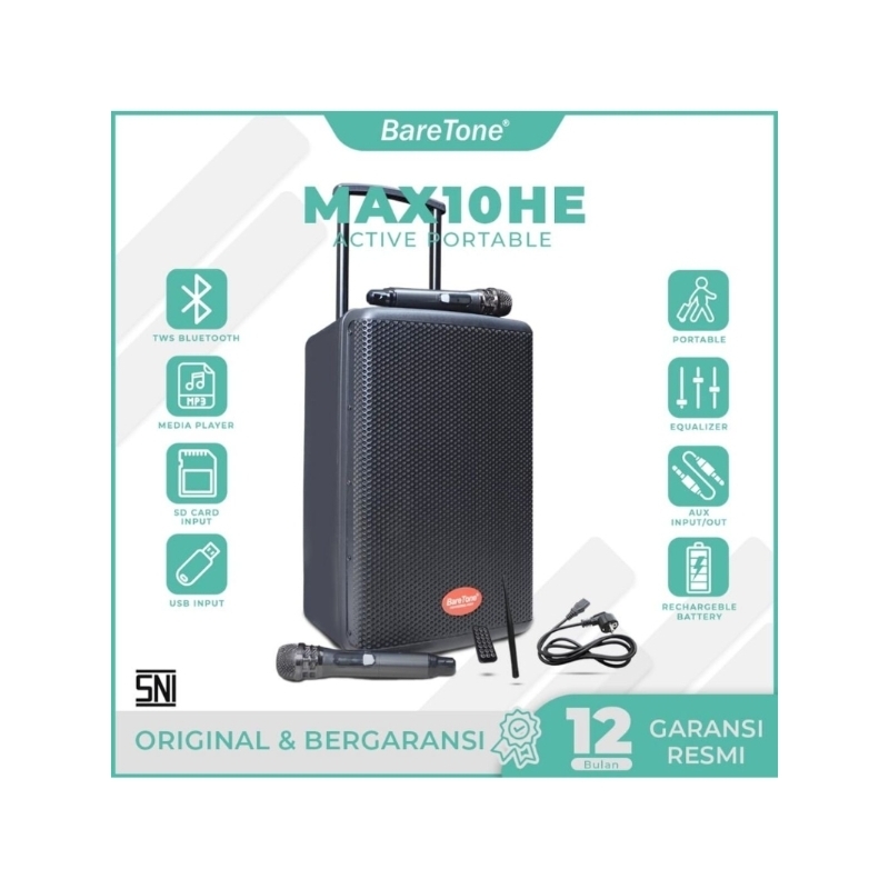 Speaker 10 inch Speaker portable BARETONE MAX10HE Speaker bluetooth original baretone