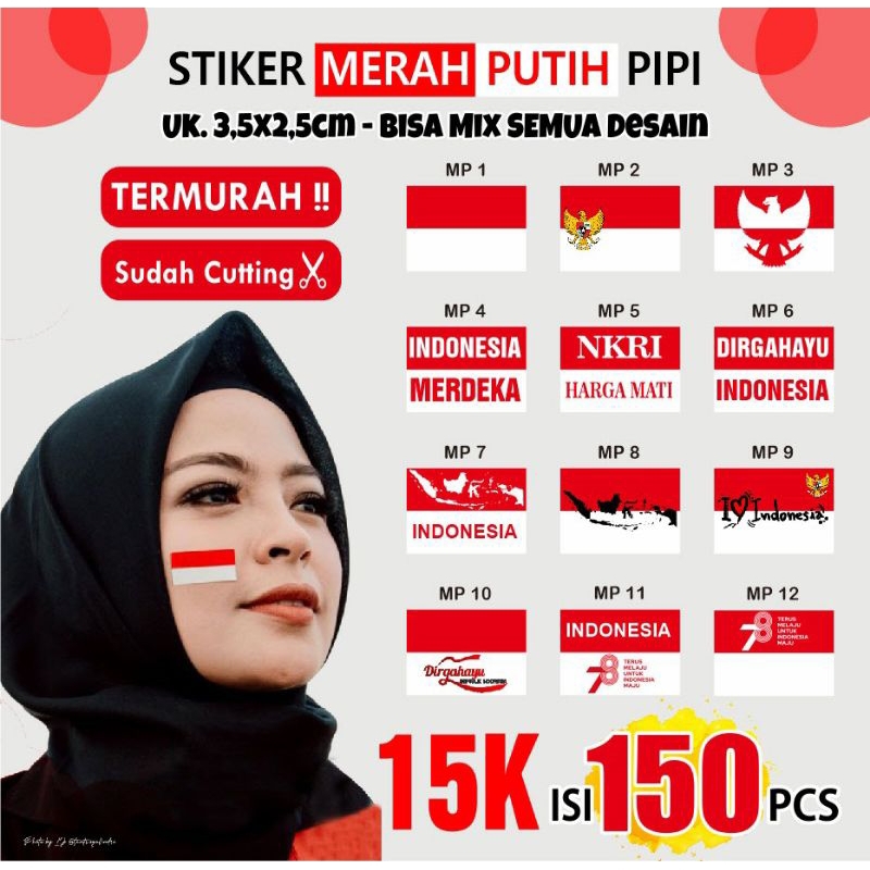 

ISI 150PCS] Stiker Bendera Merah Putih / Stiker Pipi / Stiker Bendera Murah / Stiker Bendera / Stiker Kemerdekaan