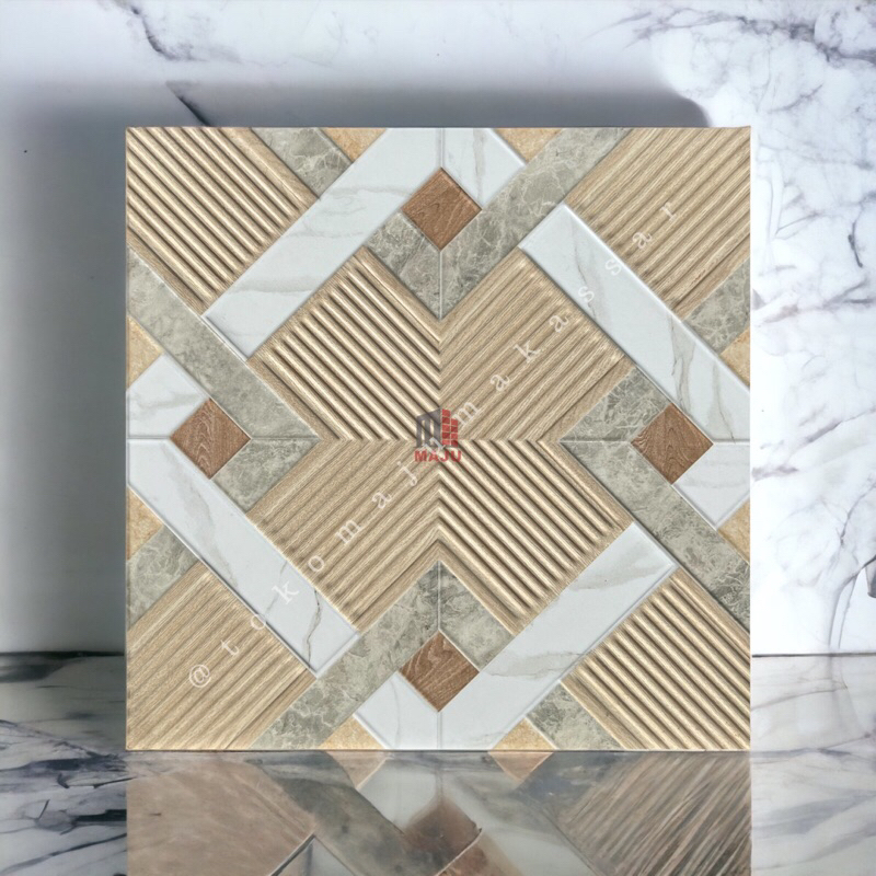 Tegel Keramik Lantai Kasar 50x50 PREMIERE PSZ72791 Beige Krem Motif Geometrik