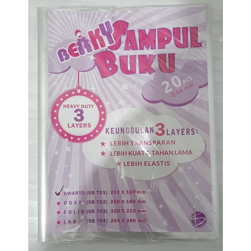 

Sampul Buku Plastik Transparan Bening BERKY Ukuran Kwarto isi 20 Lembar