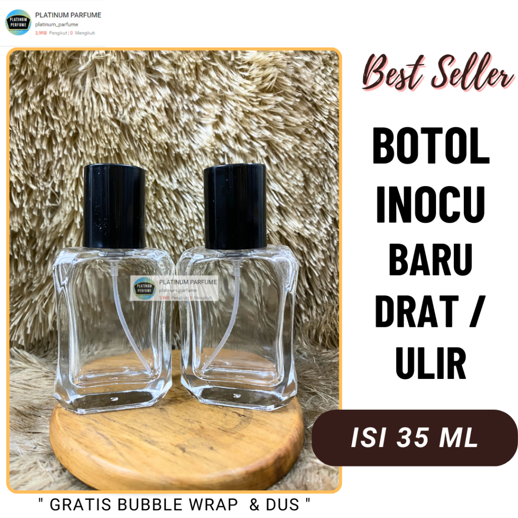 Botol Parfum INOCU 30 ML BARU Drat / Ulir - Botol Parfum Refil - ( PCS ) BOTOL PARFUM INOCU 30ML DRA