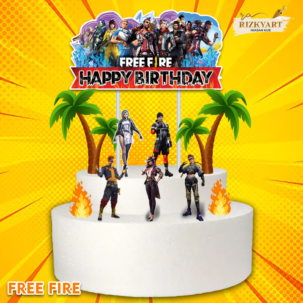 cake Topper/Topper kue FREE FIRE/hiasan kue FREE FIRE XTRA
