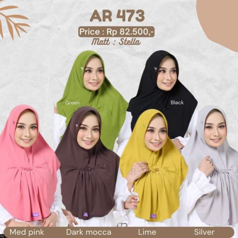 Ar  473 hijab instan slup variasi pita by arrafi ori