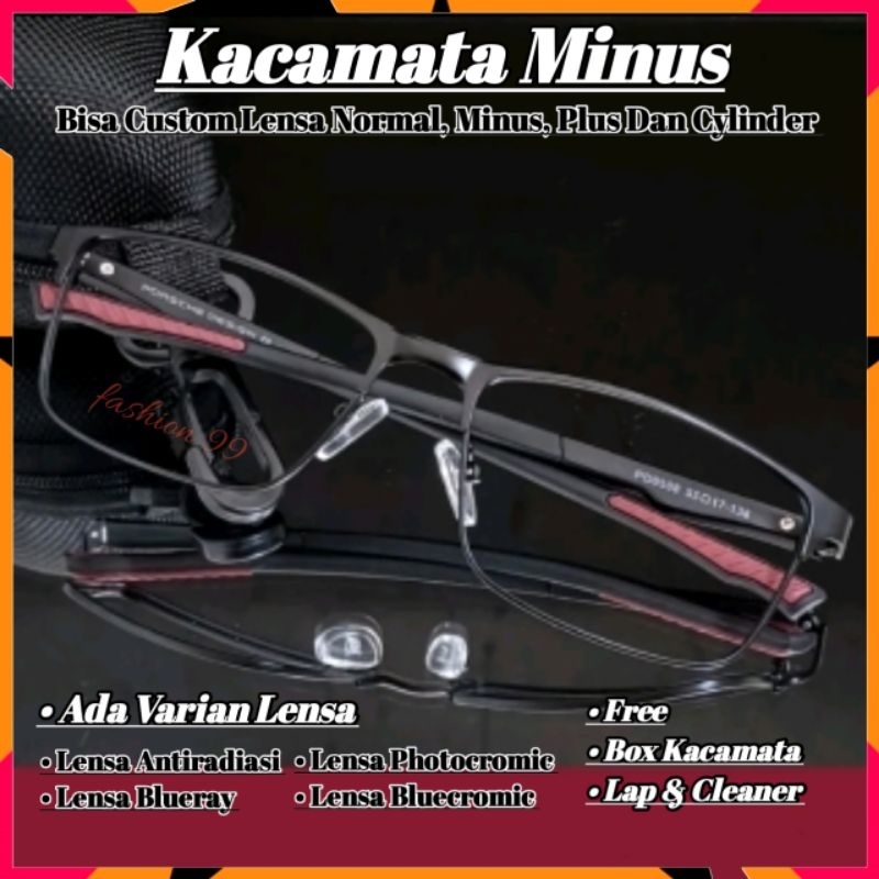 Kacamata Minus Photocromic Pria dan Wanita Bahan Titanium | Frame Kacamata 8508 Premium Antiradiasi