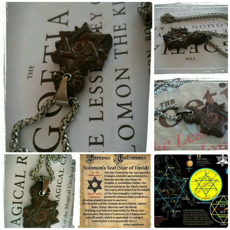 Kalung Liontin Batu Akik Badar Pentakel Ancient Bintang Daud Dawud Perisai Lafadz Najmat Dawud Khate