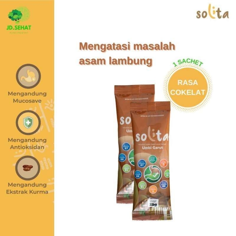 

SOLITA Minuman Serbuk Umbi Garut Per Sachet Rasa Cokelat