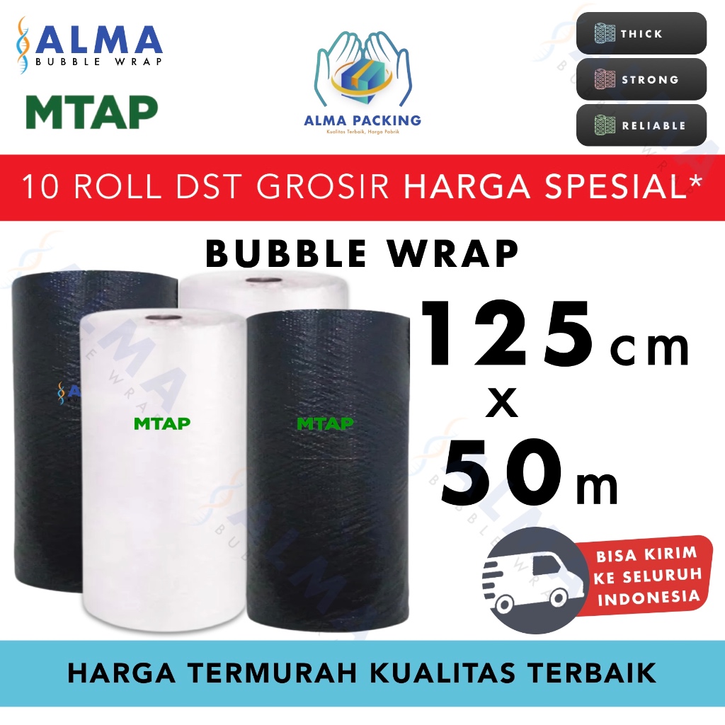 

PROMO TERMURAH Plastik Bubble Wrap 125cm x 50m Bubblewrap MTAP PREMIUM TERMURAH ROLL GROSIR