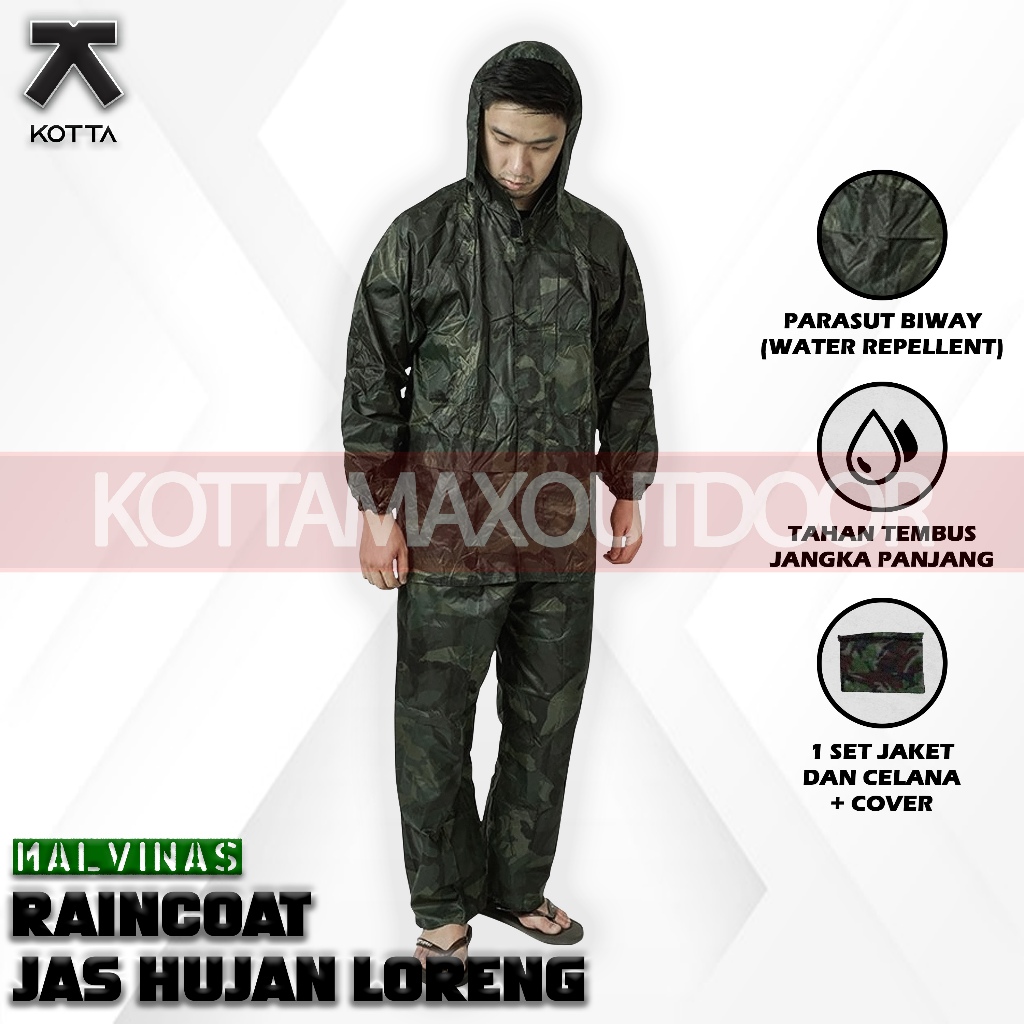 JAS HUJAN LORENG TNI - MANTEL HUJAN TNI - JAS HUJAN ARMY - JAS HUJAN MALVINAS - RAINCOAT LORENG