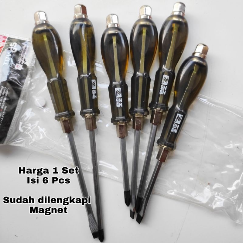 Obeng Ketok Set 6 Pcs Screwdriver Obeng Set Plus Minus.