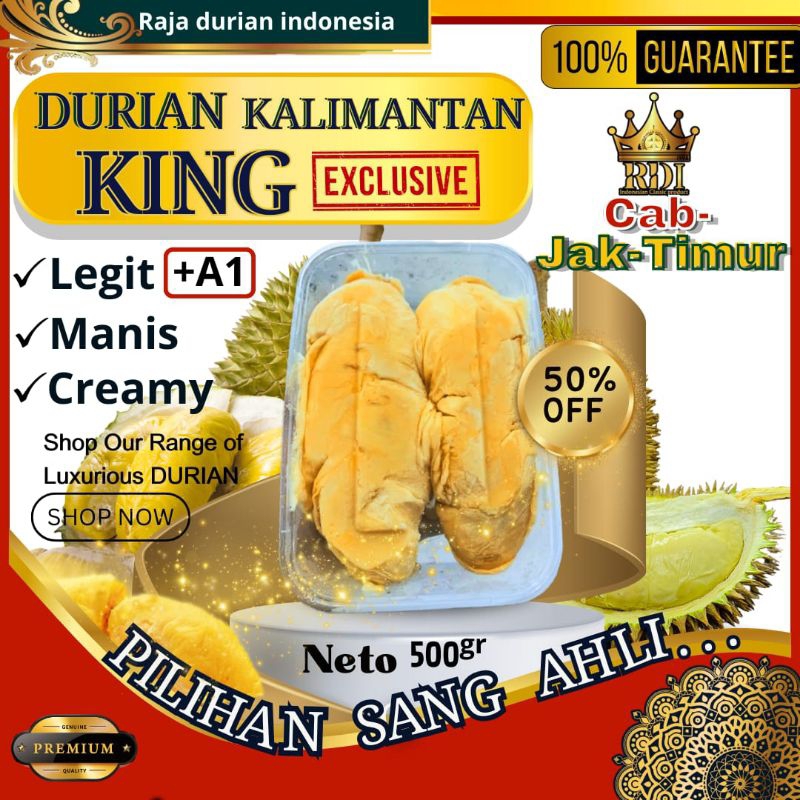 

RDI.cab jak-timur durian Kupas KING KALIMANTAN /DURIAN KUPAS PREMIUM 500gram/Durian Unggul no.1 RDI