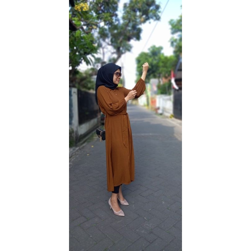 fr fashion# Midi Dress Rayon crinkle#