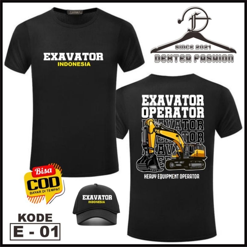 KAOS EXAVATOR TERBARU GRATIS TOPI KAOS OPERATOR EXAVATOR