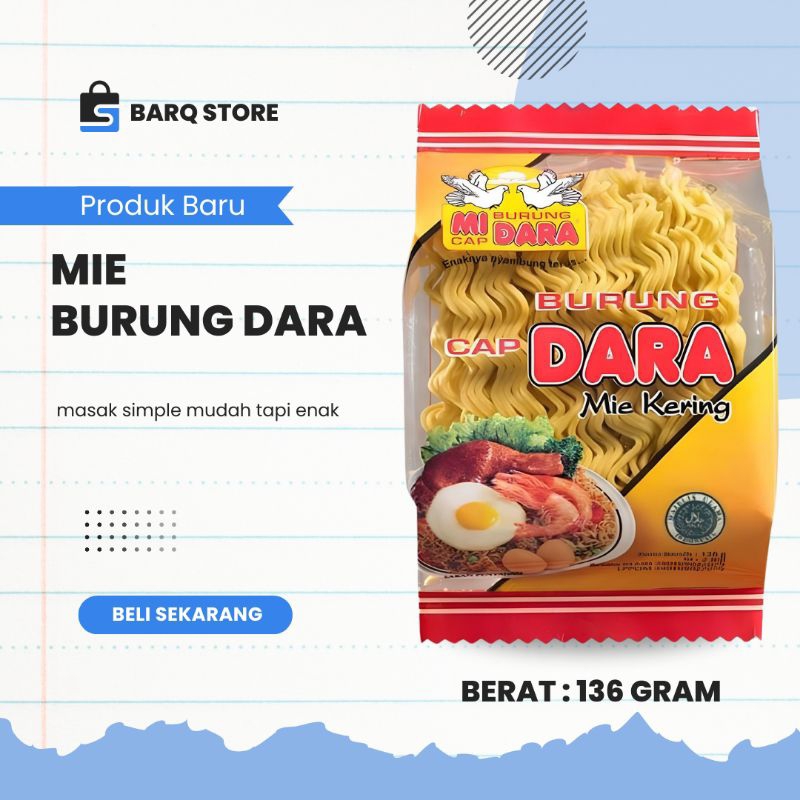 

Mie Burung Dara 136 gr Mie Kering Bulat Merah