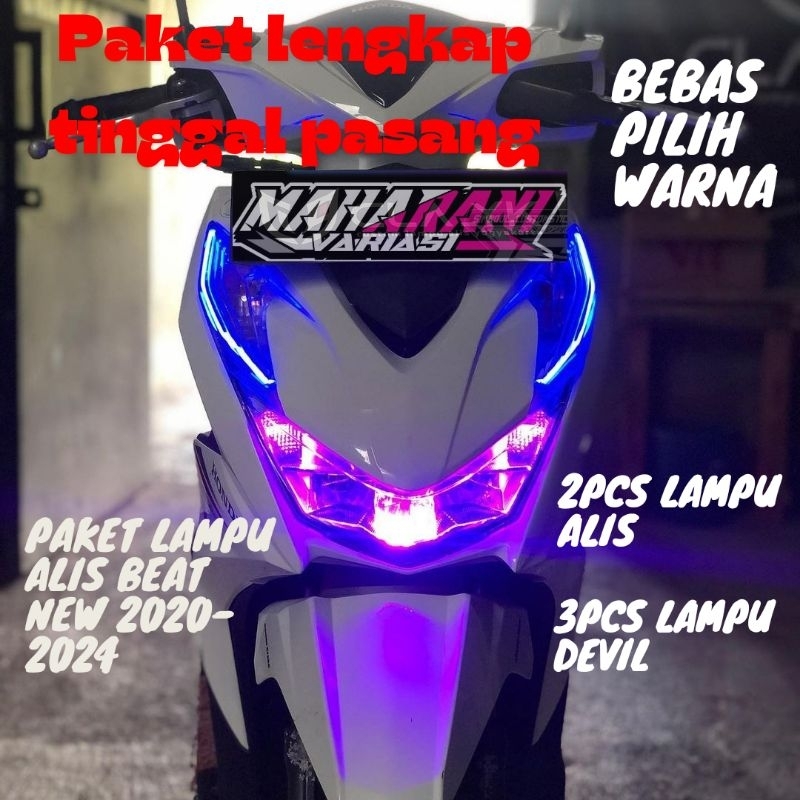LAMPU ALIS BEAT DELUXE satu mode BONUS LAMPU DEVIL beat new 2020-2024 tinggal pasang