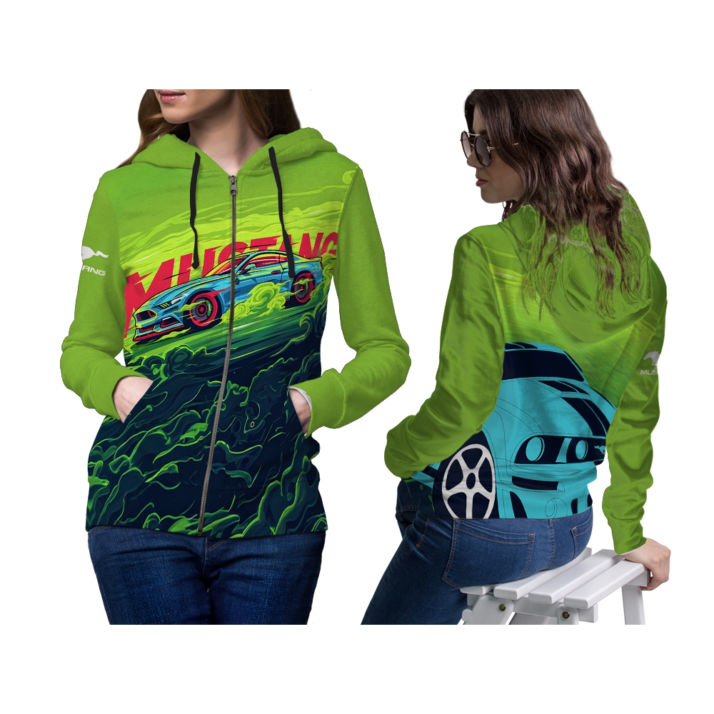 Asisa - Jaket Hoodie Dan Bomber FORD MUSTANG Wanita Dewasa | Printing Sublime