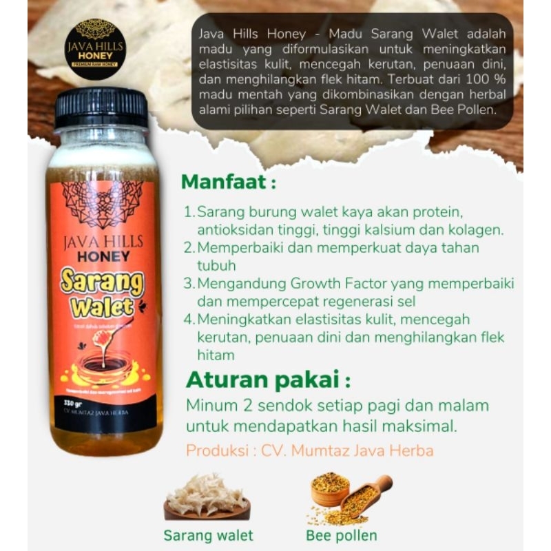 

Madu sarang walet Javahills honey, spesialis kesehatan kulit, tinggi kalsium dan kolagen