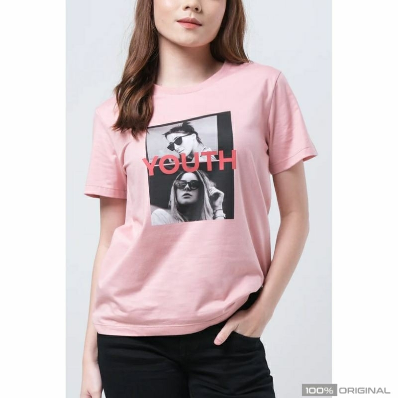 Logo Jeans Original T-shirt Wanita Kaos Wanita - Kaos Pink