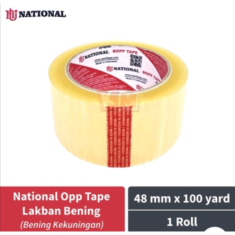 

Lakban Bening National Opp Packing Tape 2 Inch / 48 mm x 100 yard 100% Original