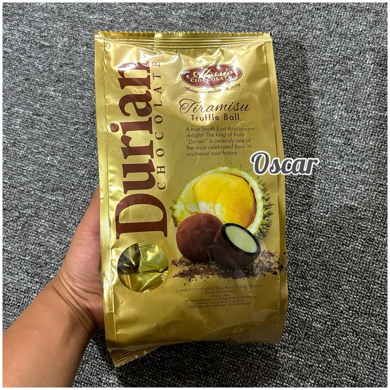 (ready) Alessio Tiramisu Durian Truffle Ball Chocolate 200g coklat import Malaysia