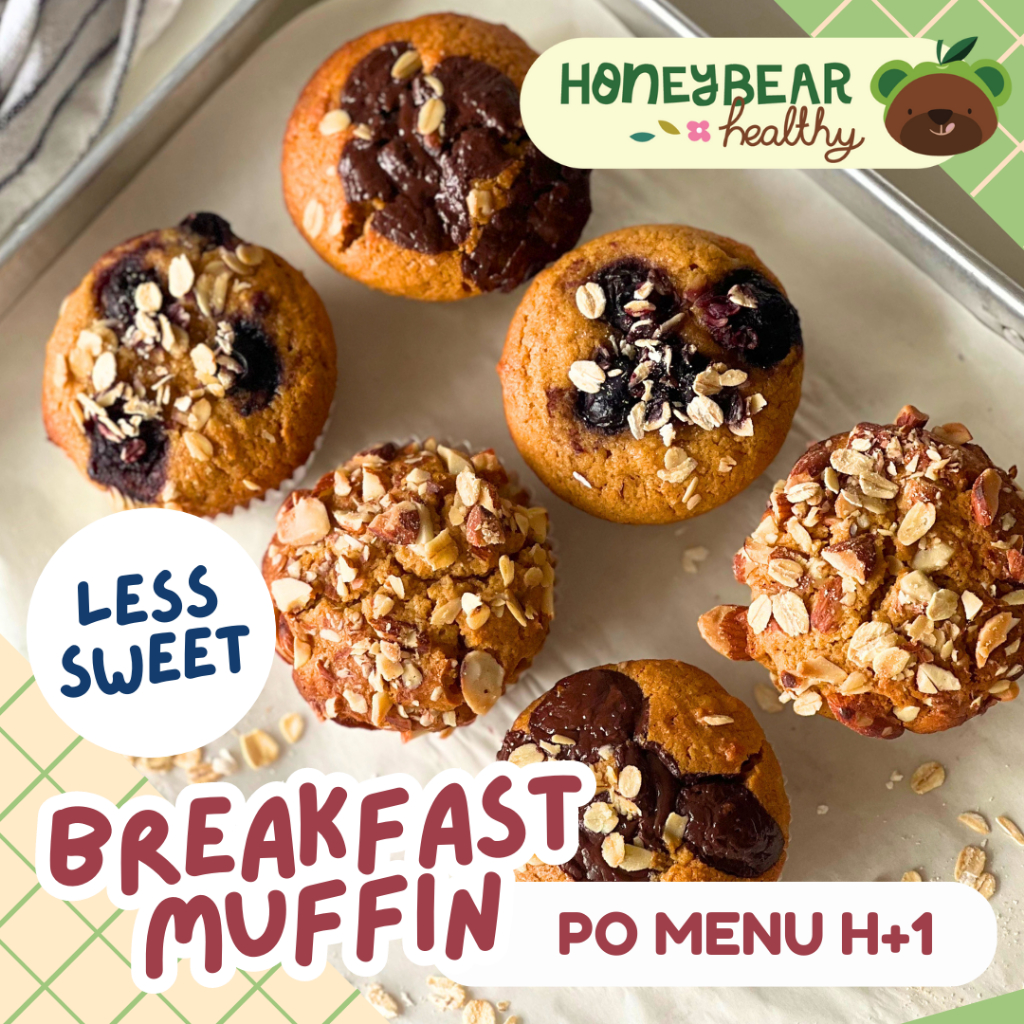 

BREAKFAST MUFFIN LESS SWEET Honeybear Bakery Healthy Snack Sarapan Sehat Kue Kering Coklat Siap Makan