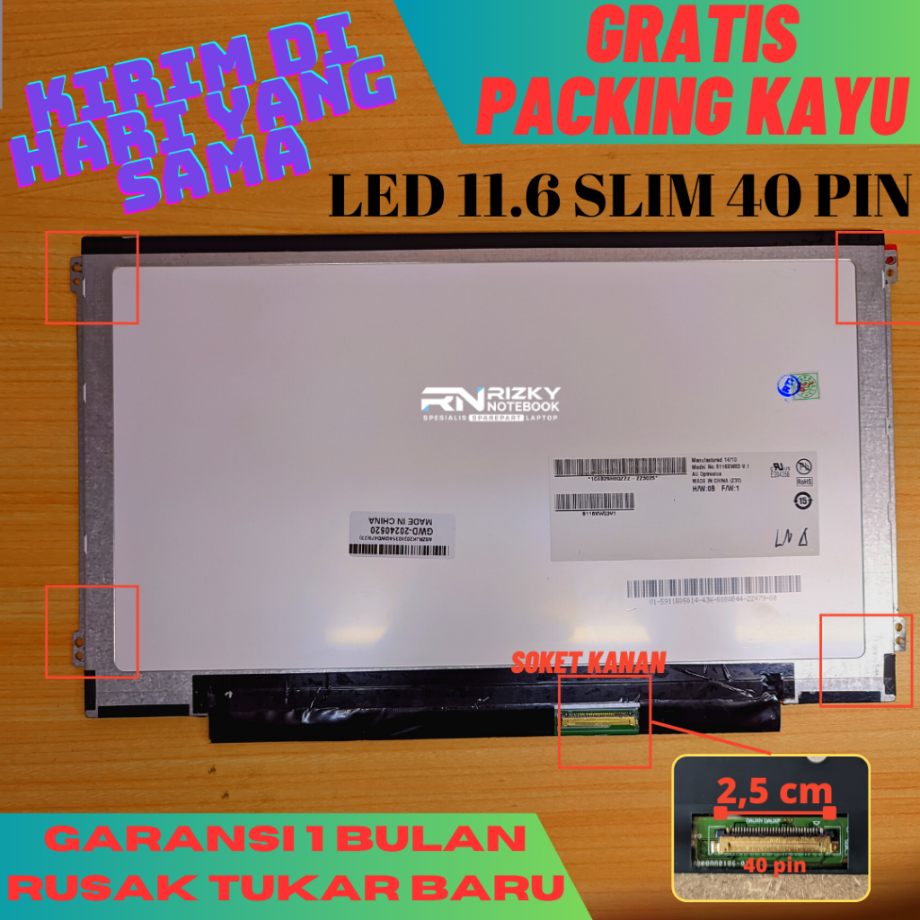 Layar LCD LED Laptop Notebook Thinkpad X121E X131E X140E 11.6 40 PIN KK