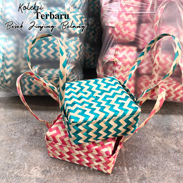 BESEK JINJING BATIK 20x20 cm Warna Belang/ besek jinjing batik/ Berkat Untuk Pesta Nasi Hantaran Kue