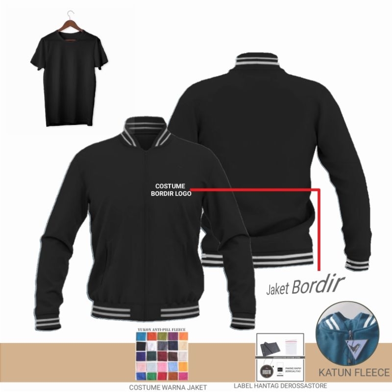 Jaket Versity Logo costume Bordir logo Bonus Kaos