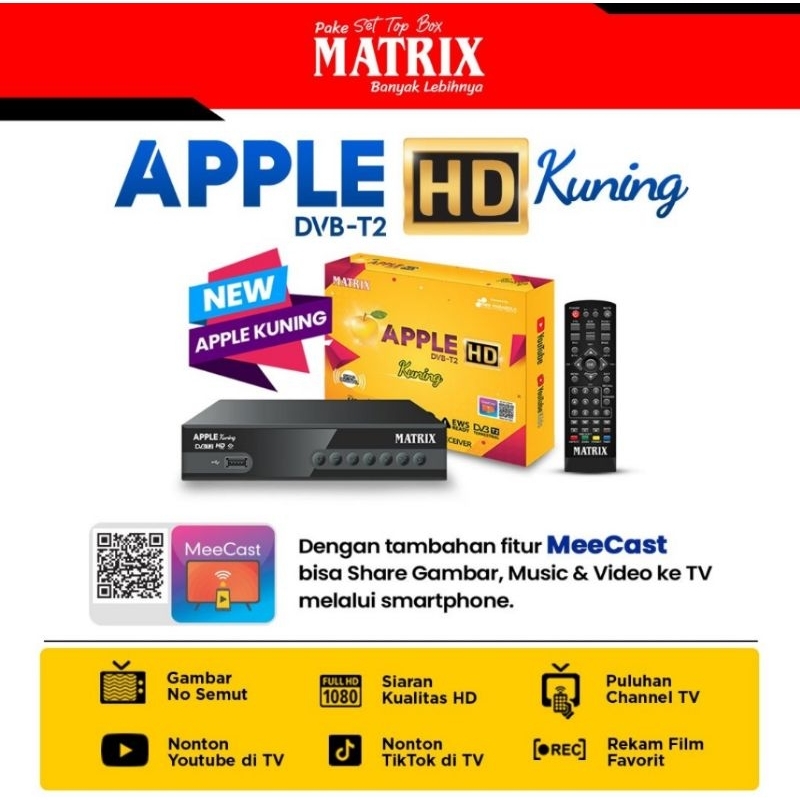 Set Top Box MATRIX APPLE DVBT2 KUNING HD