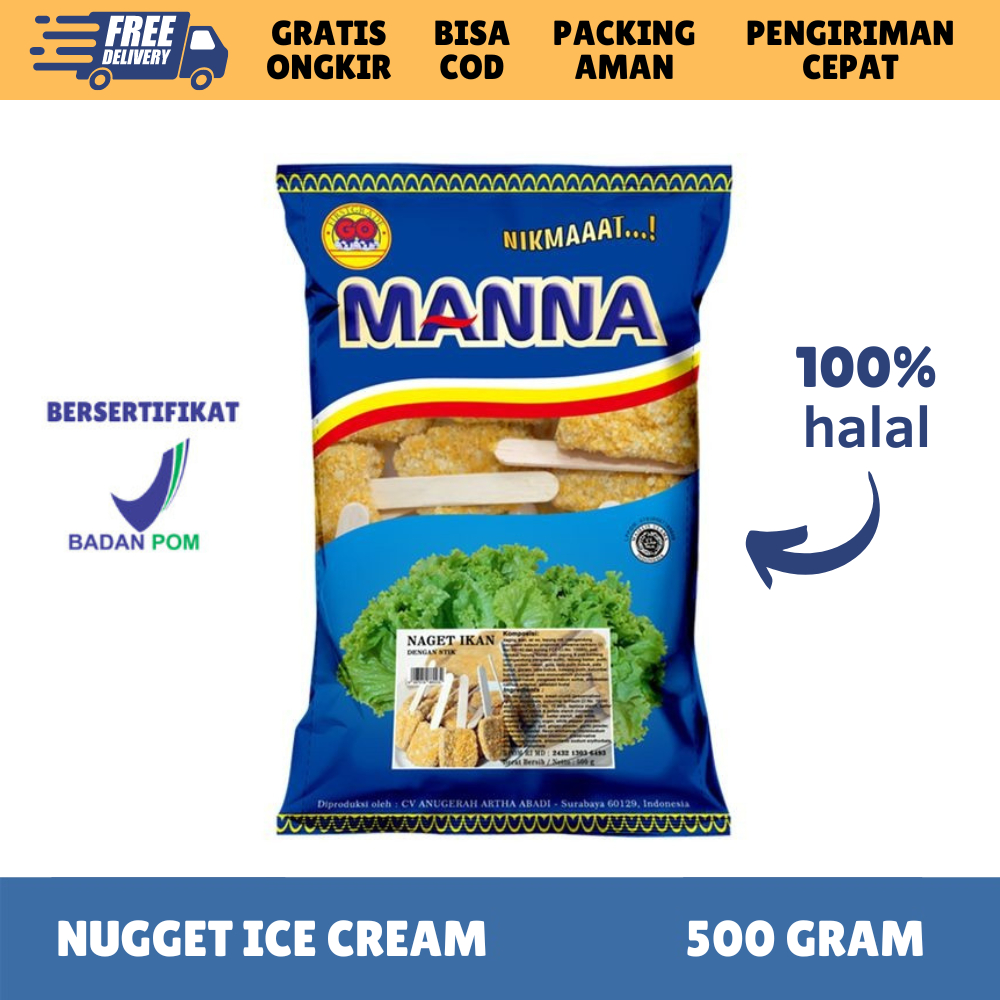 

JAKUT[FROZEN FOOD GOMANNA] FISH NUGGET ICE CREAM ISI 24 (500GR) NAGET IKAN MAKANAN INSTAN BPOM HALAL