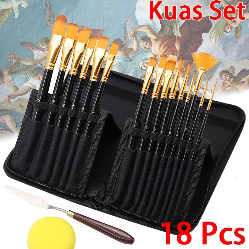 

KODE I94W Art Brush Set Sikat Rambut Nylon Pinay Batang Pena Lukisan Cat Minyak Tirai Kuas Lukisan Cat Air Guas