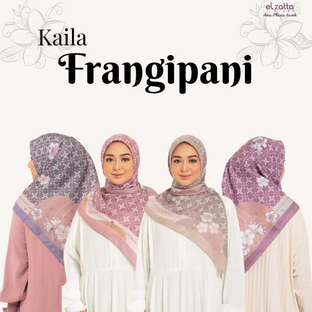 HIJAB ELZATTA KERUDUNG SEGIEMPAT MOTIF KAILA FRANGIPANI hijab elzatta kerudung segiempat motif elzat